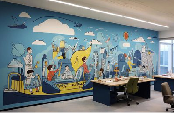 景德镇办公室墙绘的特点。